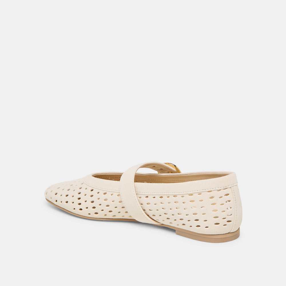 Mikel Creme Perforated Suede Ballet Flats | Women Dolce Vita