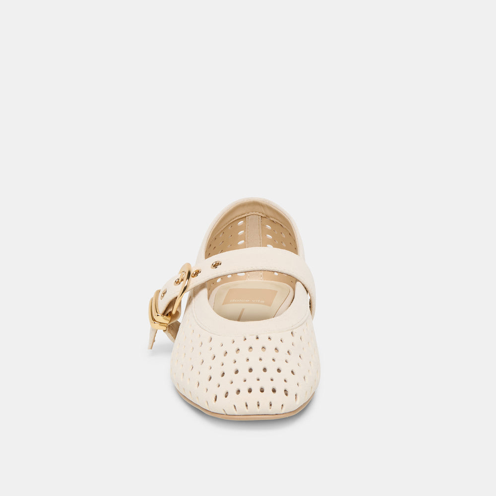 Mikel Creme Perforated Suede Ballet Flats | Women Dolce Vita