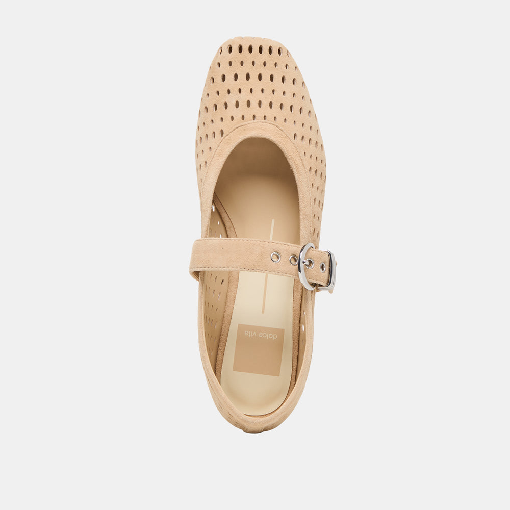 Mikel Camel Perforated Suede Ballet Flats | Dolce Vita Women