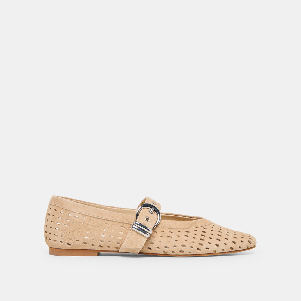 Mikel Camel Perforated Suede Ballet Flats | Dolce Vita Women