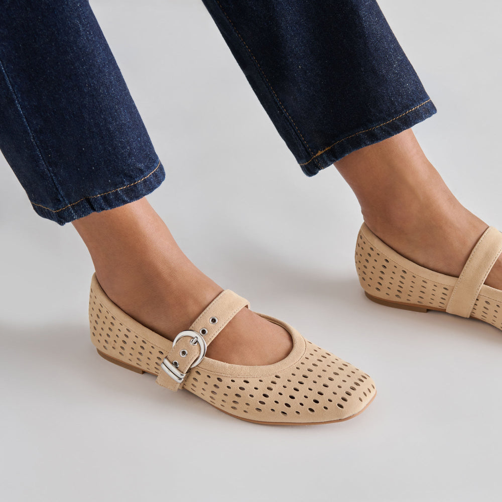 Mikel Camel Perforated Suede Ballet Flats | Dolce Vita Women