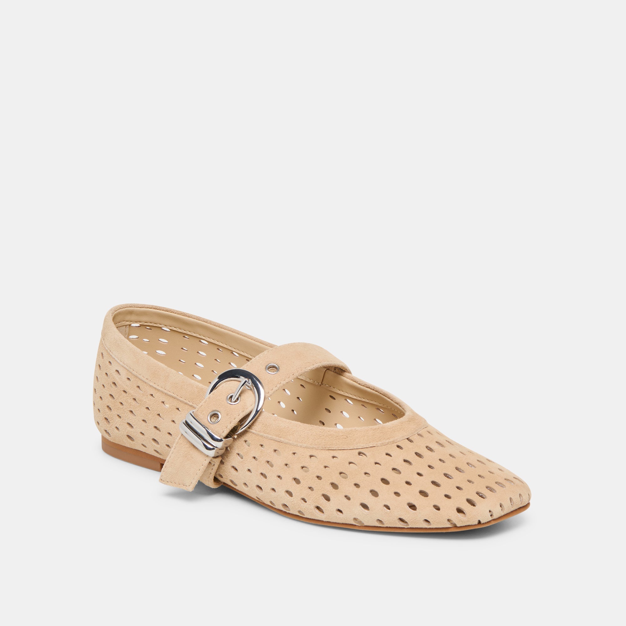 Mikel Camel Perforated Suede Ballet Flats | Dolce Vita Women