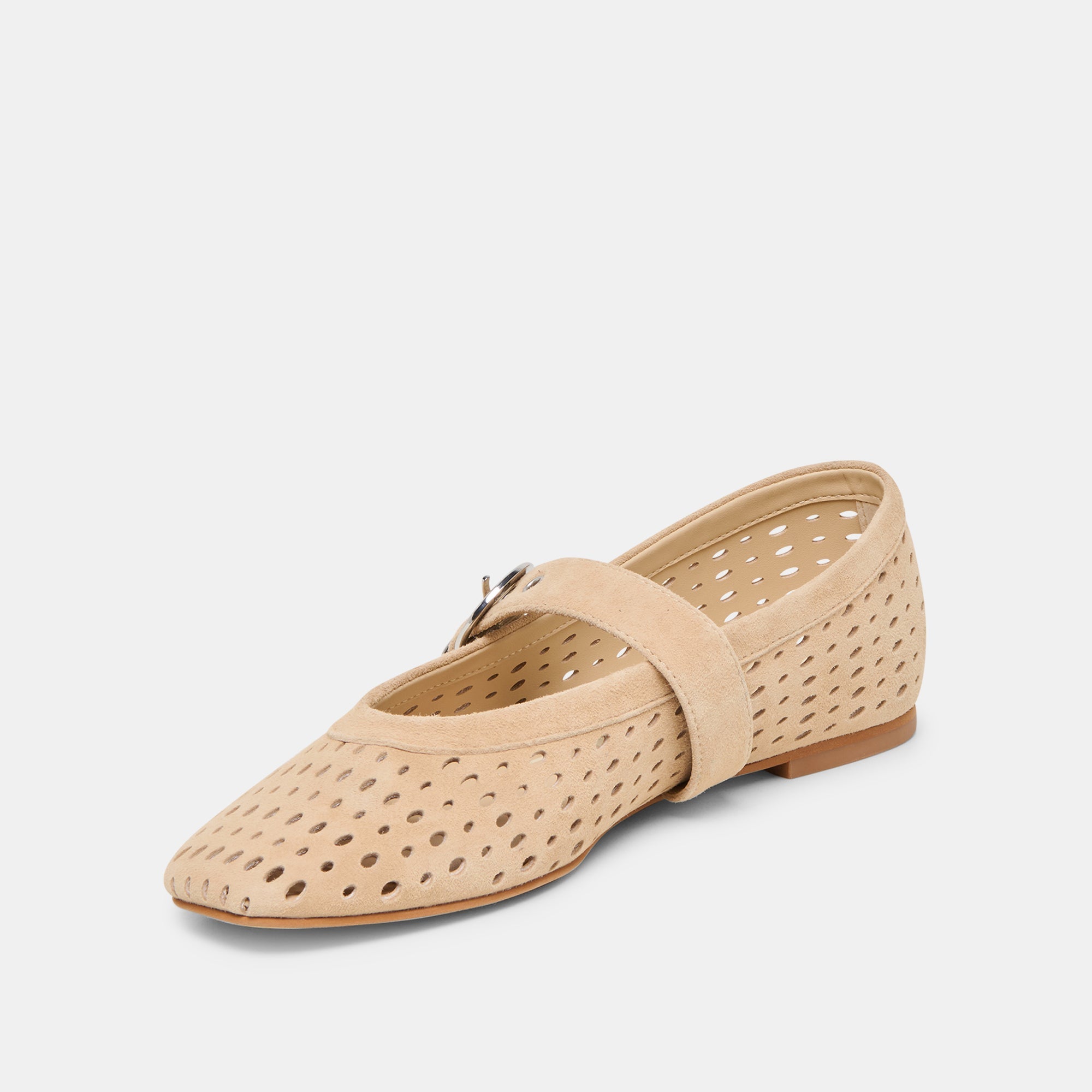 Mikel Camel Perforated Suede Ballet Flats | Dolce Vita Women