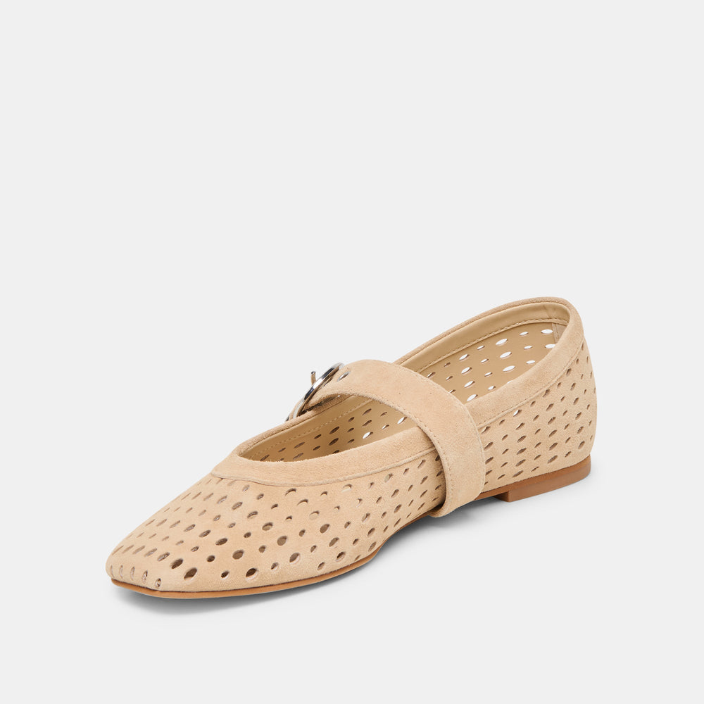 Mikel Camel Perforated Suede Ballet Flats | Dolce Vita Women