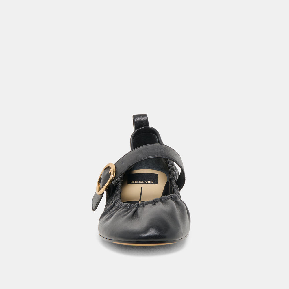 Caely Black Leather Ballet Flats | Women Dolce Vita