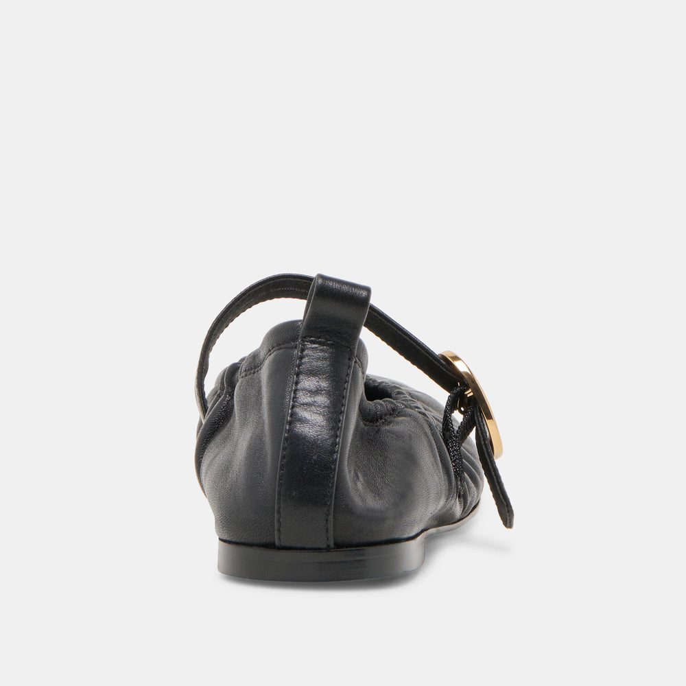 Caely Black Leather Ballet Flats | Women Dolce Vita