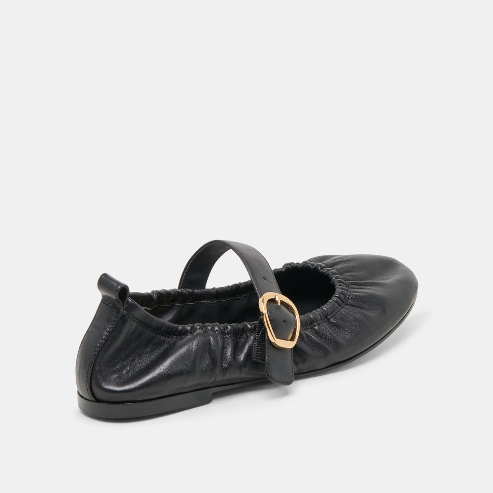 Caely Black Leather Ballet Flats | Women Dolce Vita