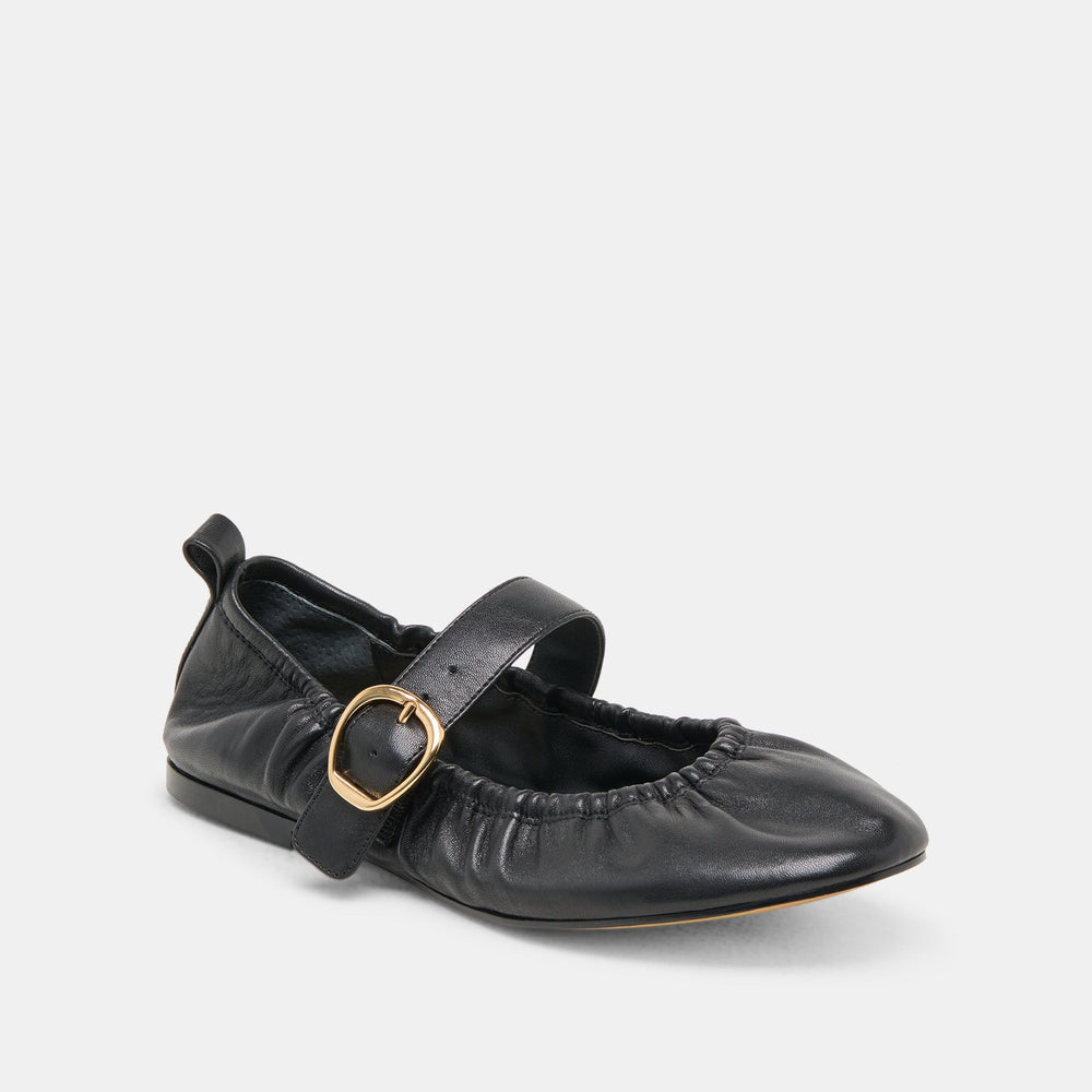 Caely Black Leather Ballet Flats | Women Dolce Vita