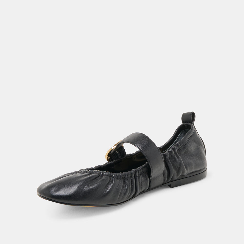Caely Black Leather Ballet Flats | Women Dolce Vita