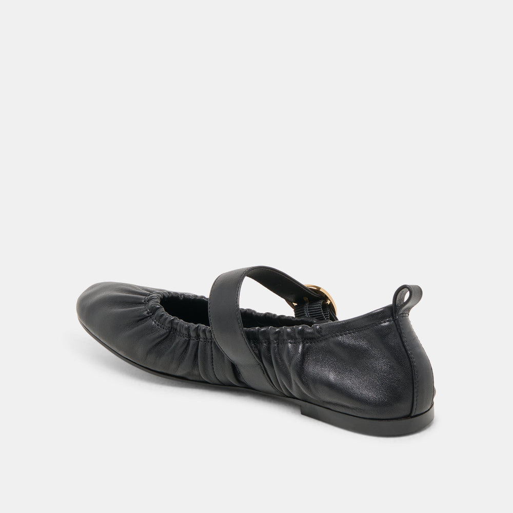 Caely Black Leather Ballet Flats | Women Dolce Vita