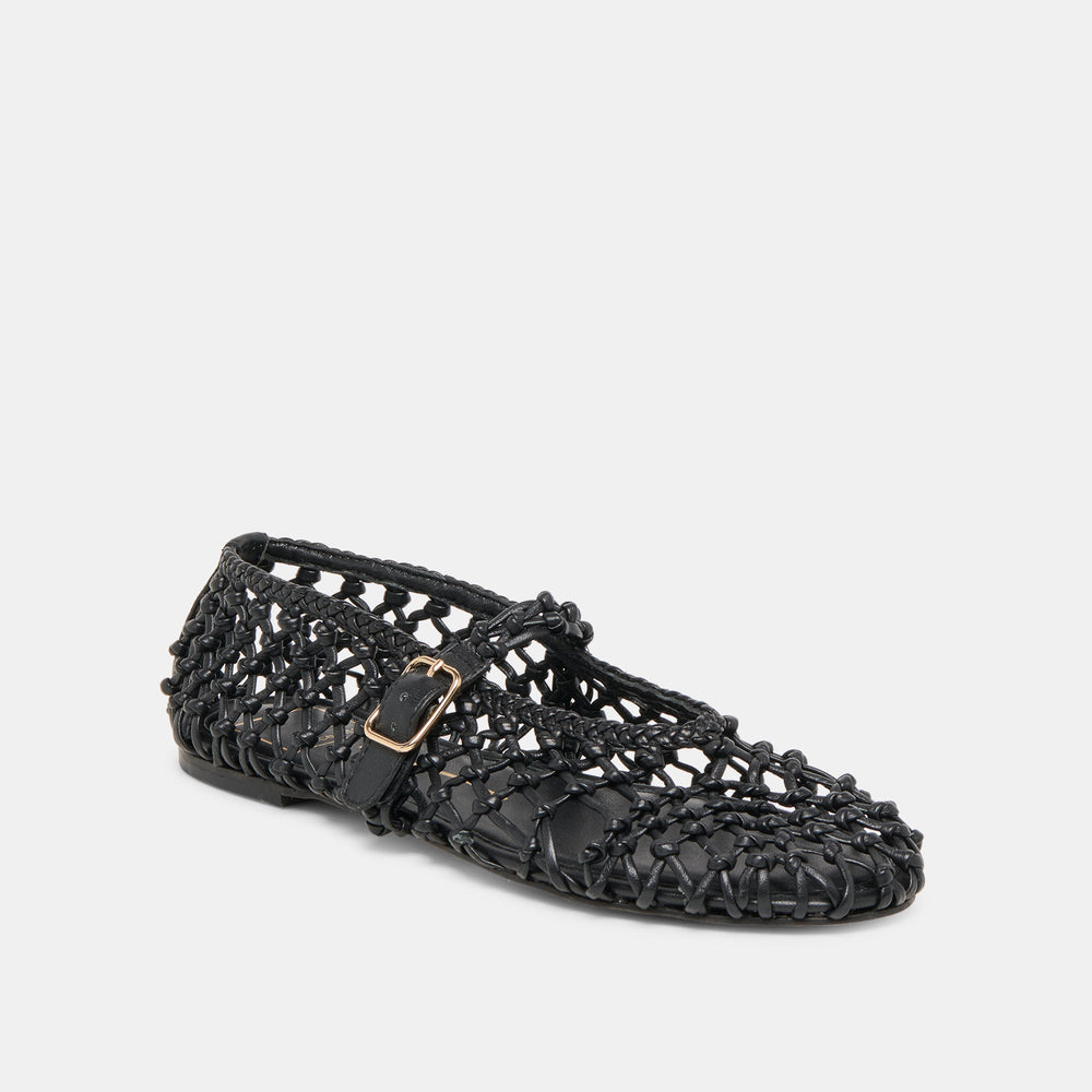 Clair Black Woven Leather Ballet Flats | Dolce Vita Women