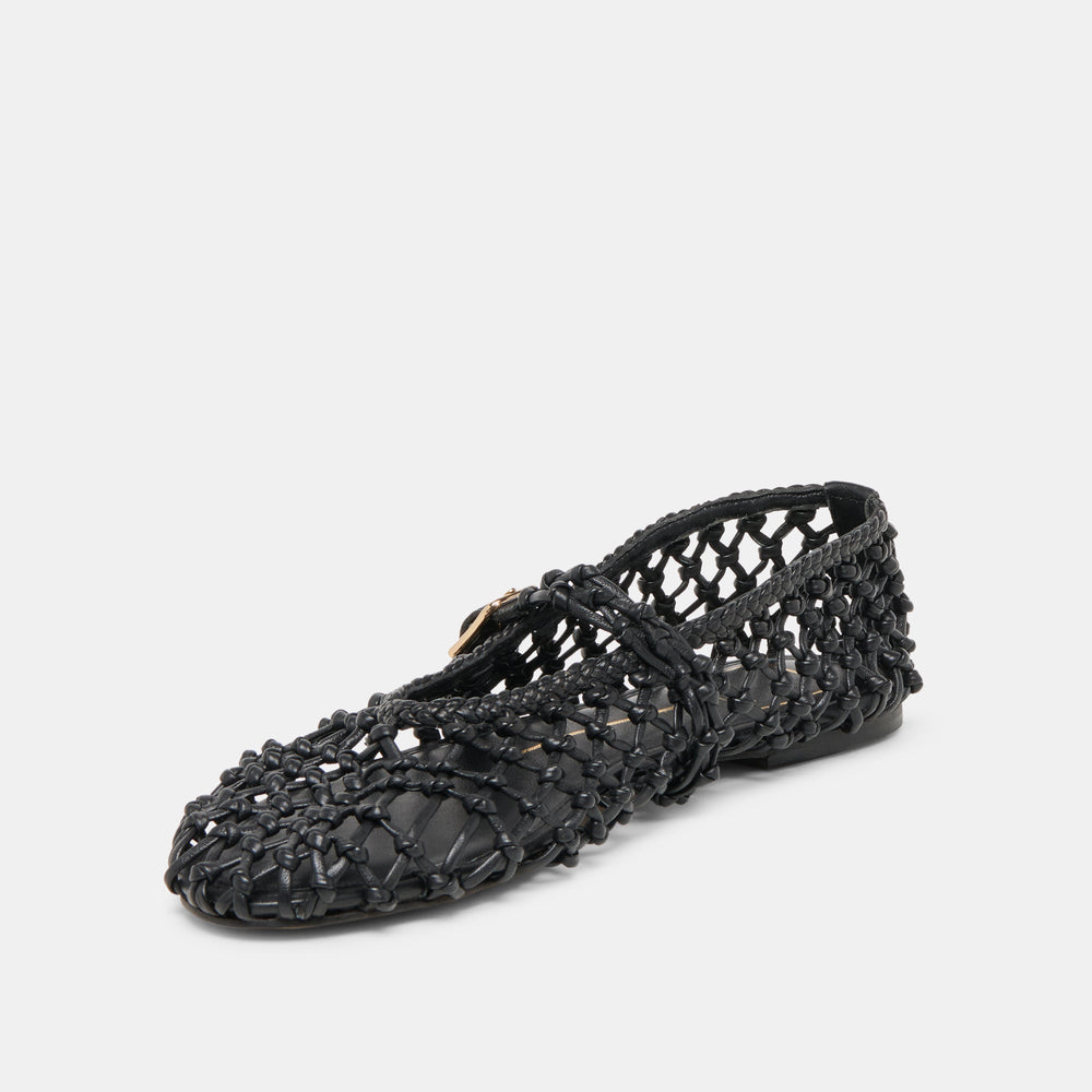 Clair Black Woven Leather Ballet Flats | Dolce Vita Women