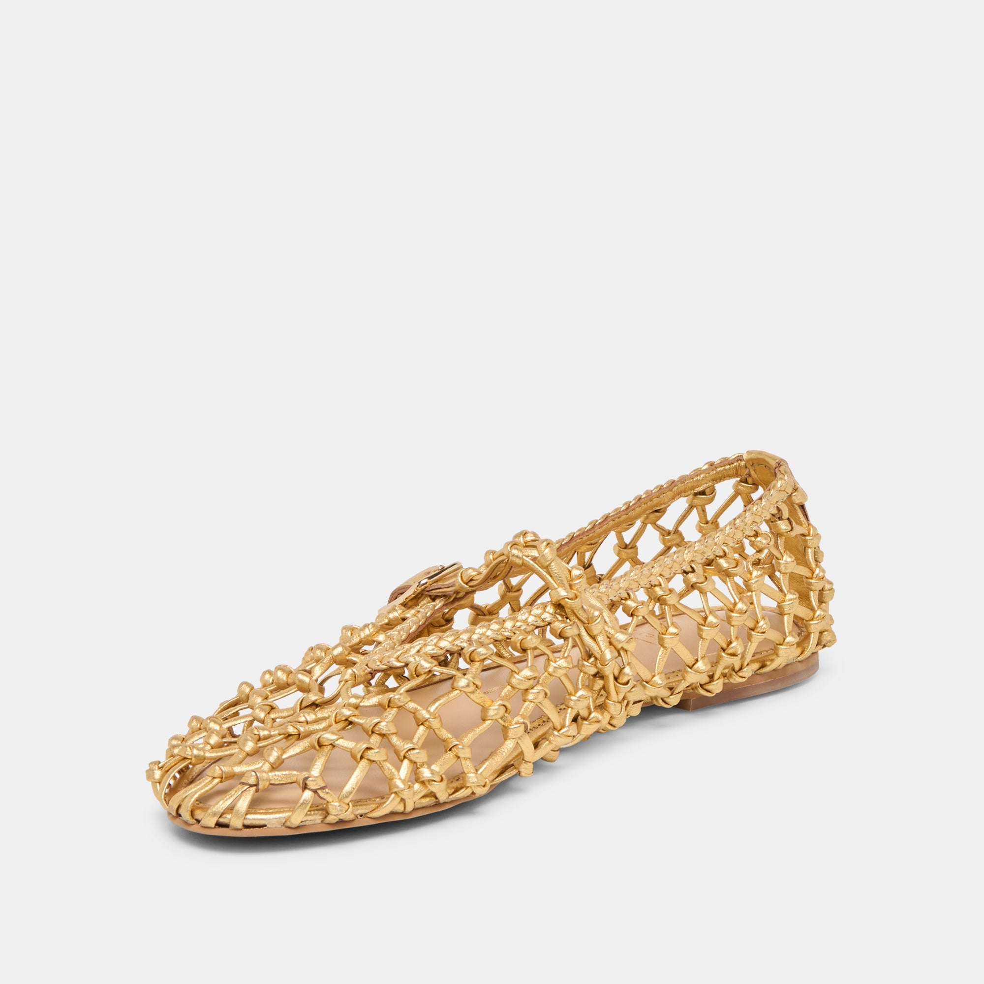 Clair Gold Woven Leather Ballet Flats | Women Dolce Vita