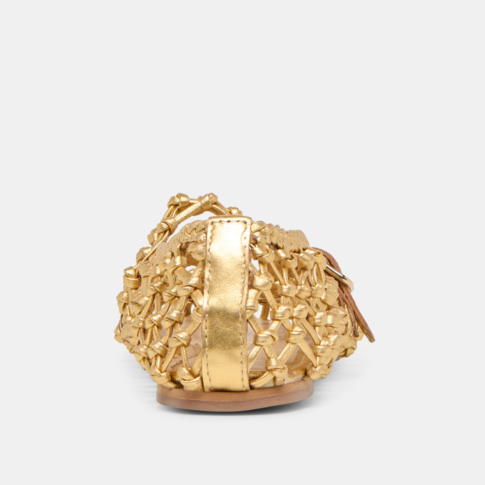 Clair Gold Woven Leather Ballet Flats | Women Dolce Vita