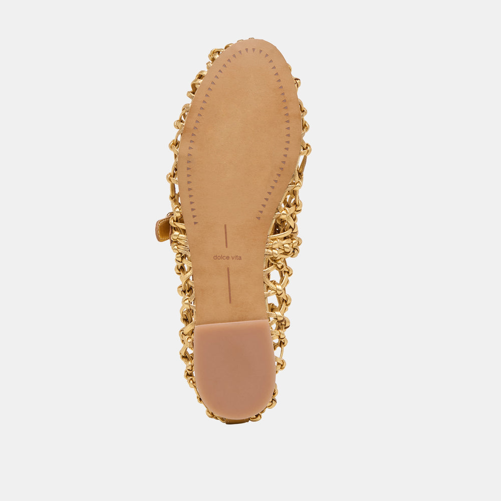 Clair Gold Woven Leather Ballet Flats | Women Dolce Vita