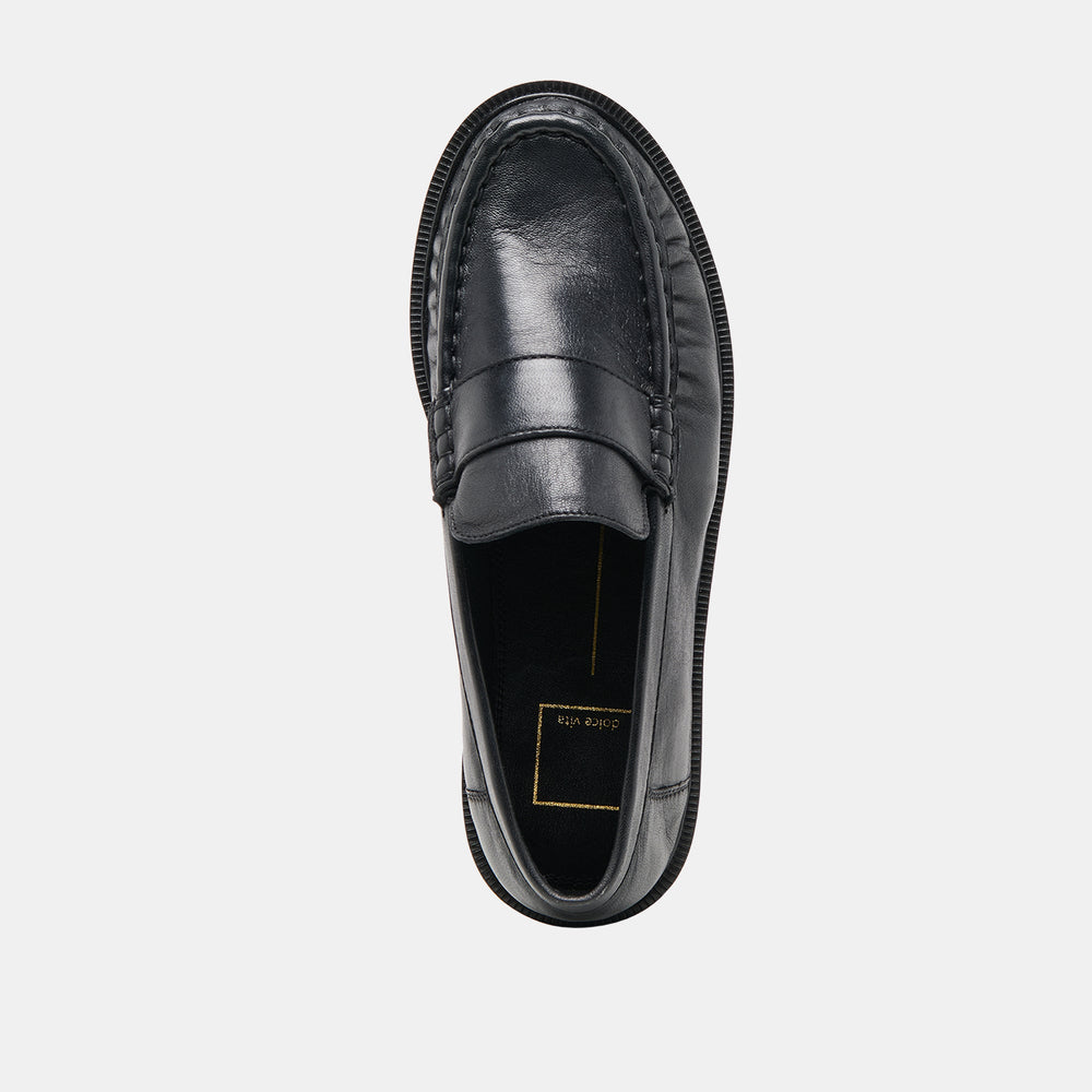 Bodi Black Leather Loafers | Women Dolce Vita