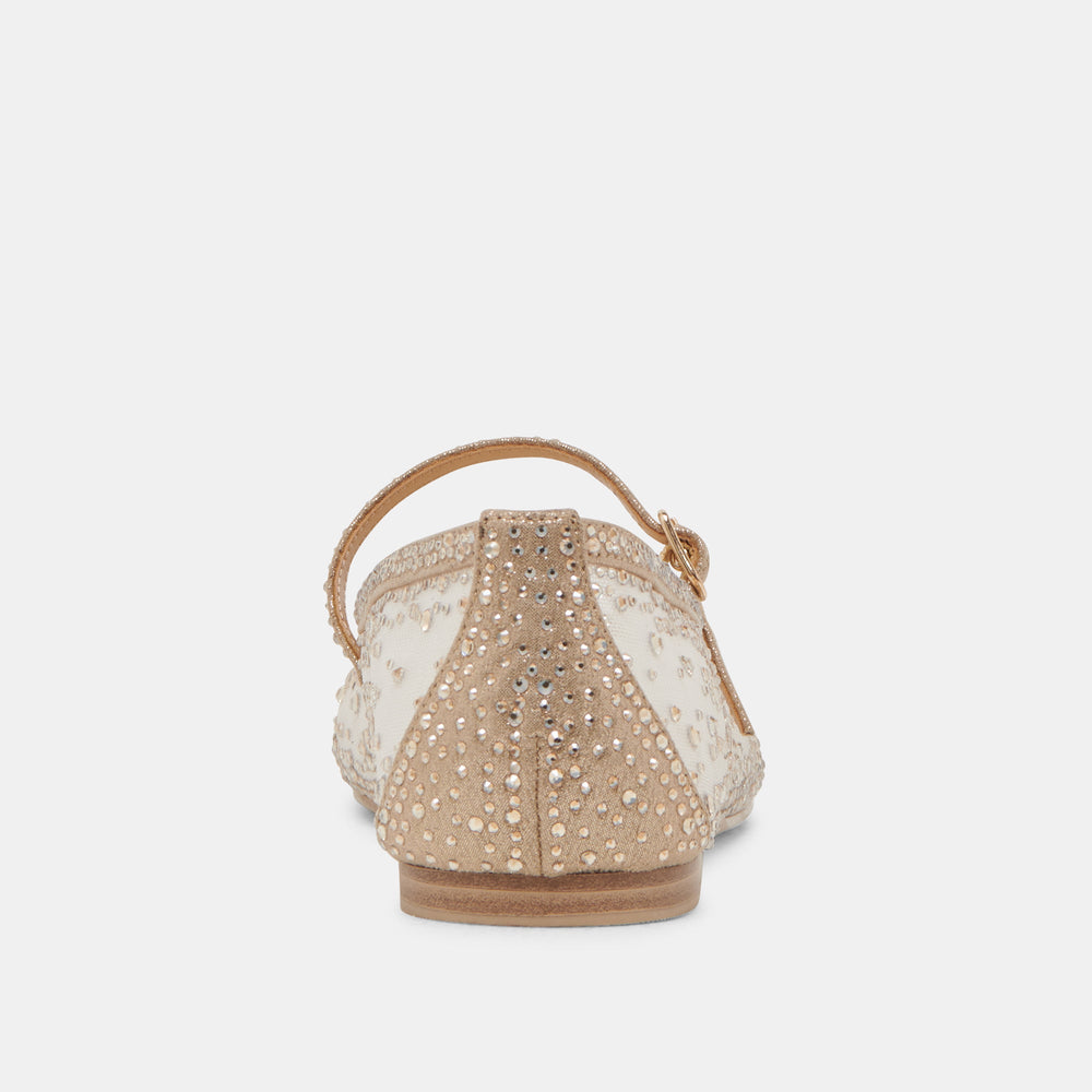 REYES CRYSTAL BALLET FLATS GOLD MESH | Women Dolce Vita