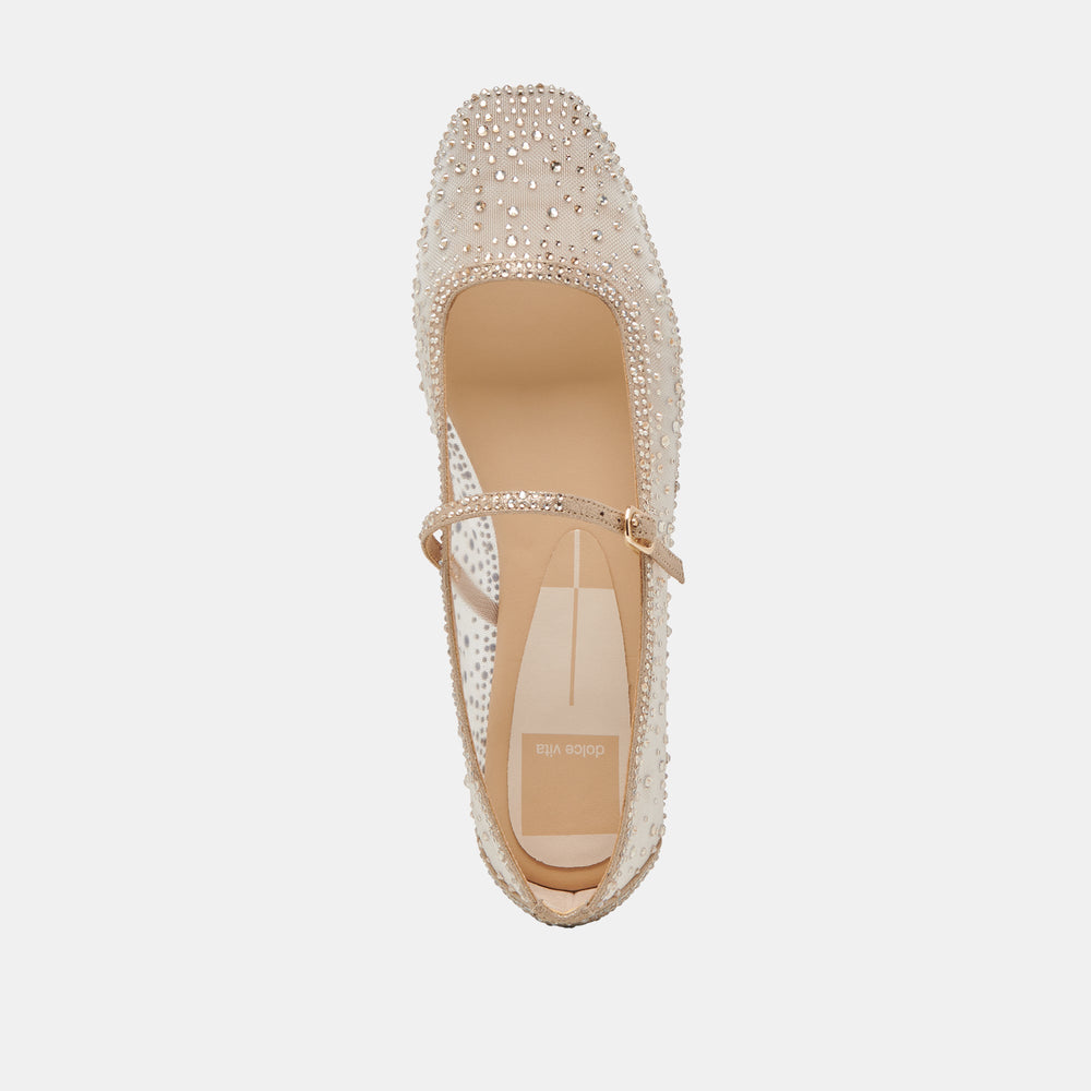 REYES CRYSTAL BALLET FLATS GOLD MESH | Women Dolce Vita