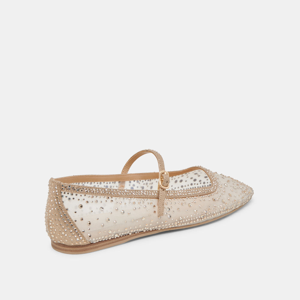 REYES CRYSTAL BALLET FLATS GOLD MESH | Women Dolce Vita