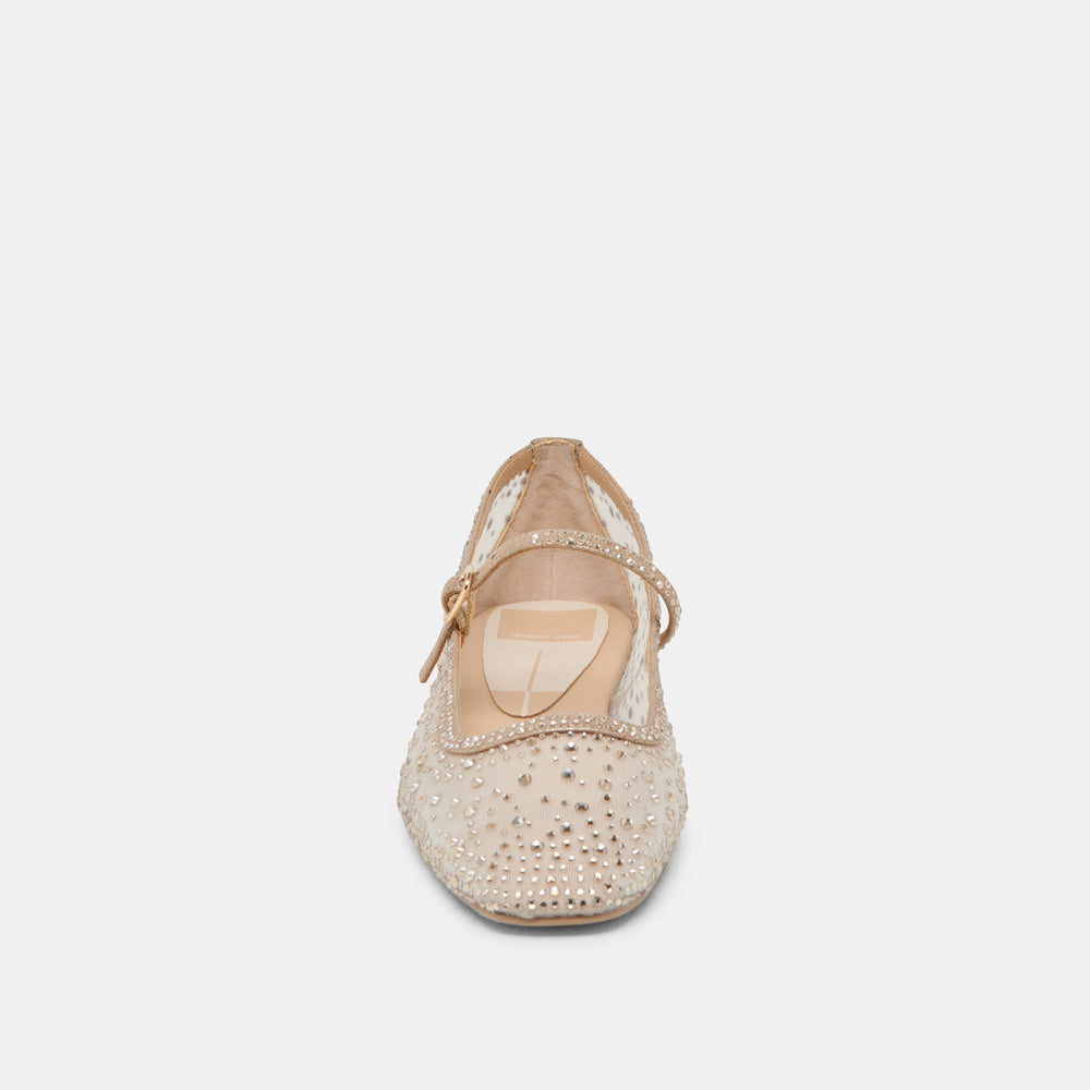 REYES CRYSTAL BALLET FLATS GOLD MESH | Women Dolce Vita