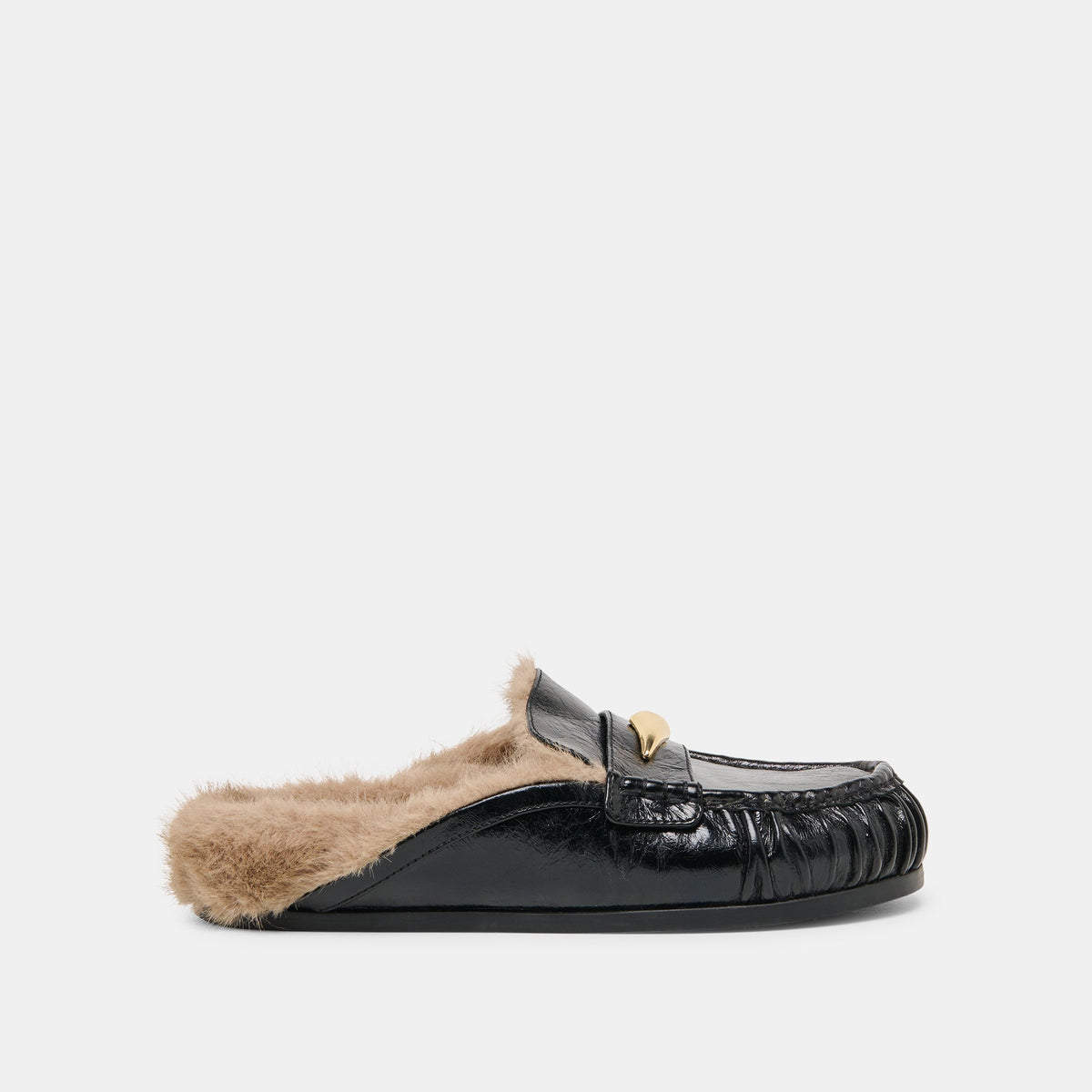 Jodero Plush Black Leather Flats | Dolce Vita Women