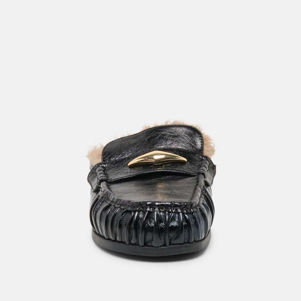 Jodero Plush Black Leather Flats | Dolce Vita Women