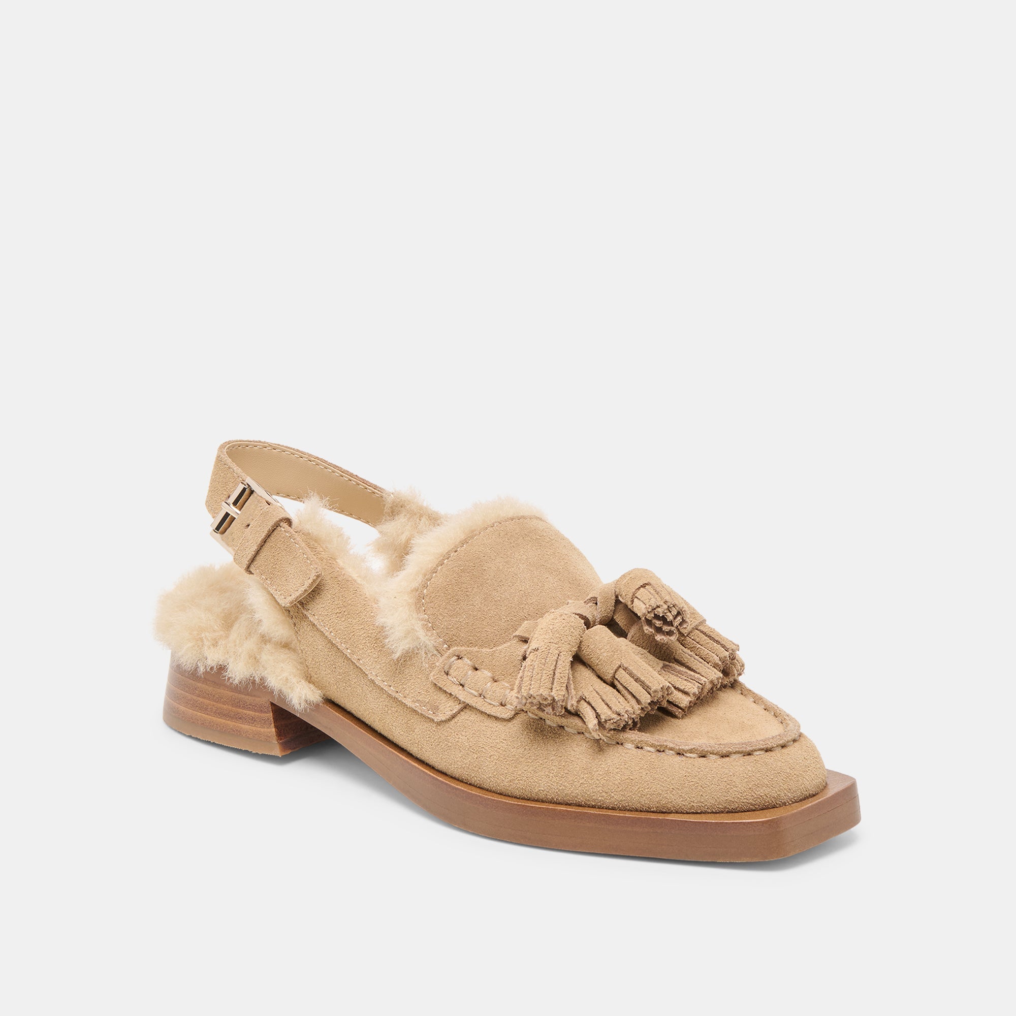 Hamlit Plush Dk Taupe Suede Loafers | Women Dolce Vita
