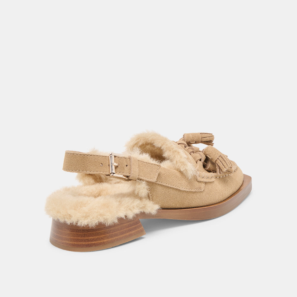 Hamlit Plush Dk Taupe Suede Loafers | Women Dolce Vita