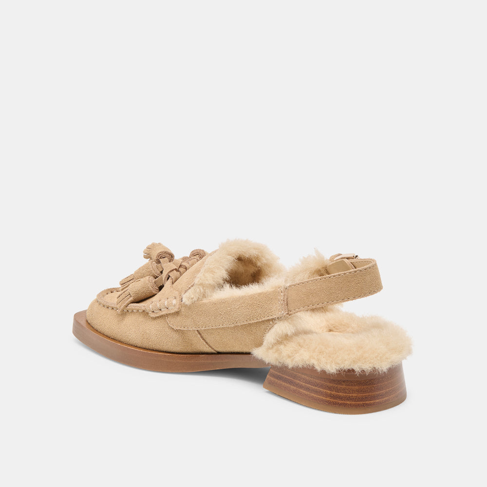 Hamlit Plush Dk Taupe Suede Loafers | Women Dolce Vita
