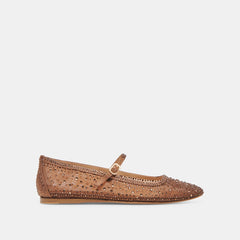 REYES CRYSTAL BALLET FLATS MID BROWN MESH | Dolce Vita Women