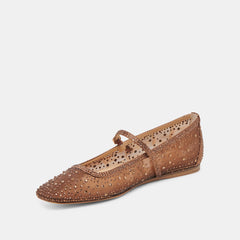 REYES CRYSTAL BALLET FLATS MID BROWN MESH | Dolce Vita Women