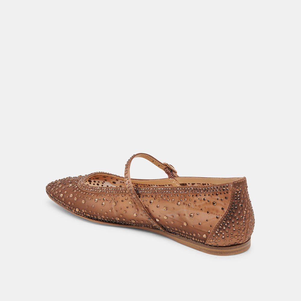 REYES CRYSTAL BALLET FLATS MID BROWN MESH | Dolce Vita Women