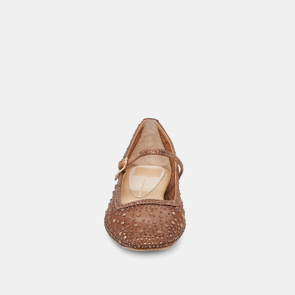 REYES CRYSTAL BALLET FLATS MID BROWN MESH | Dolce Vita Women