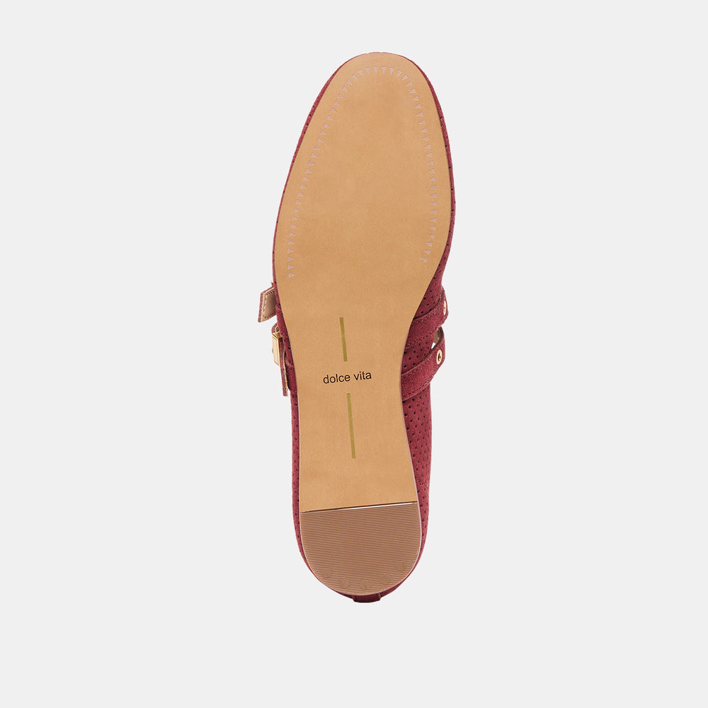 Baylee Grommet Oxblood Perforated Suede Ballet Flats | Women Dolce Vita