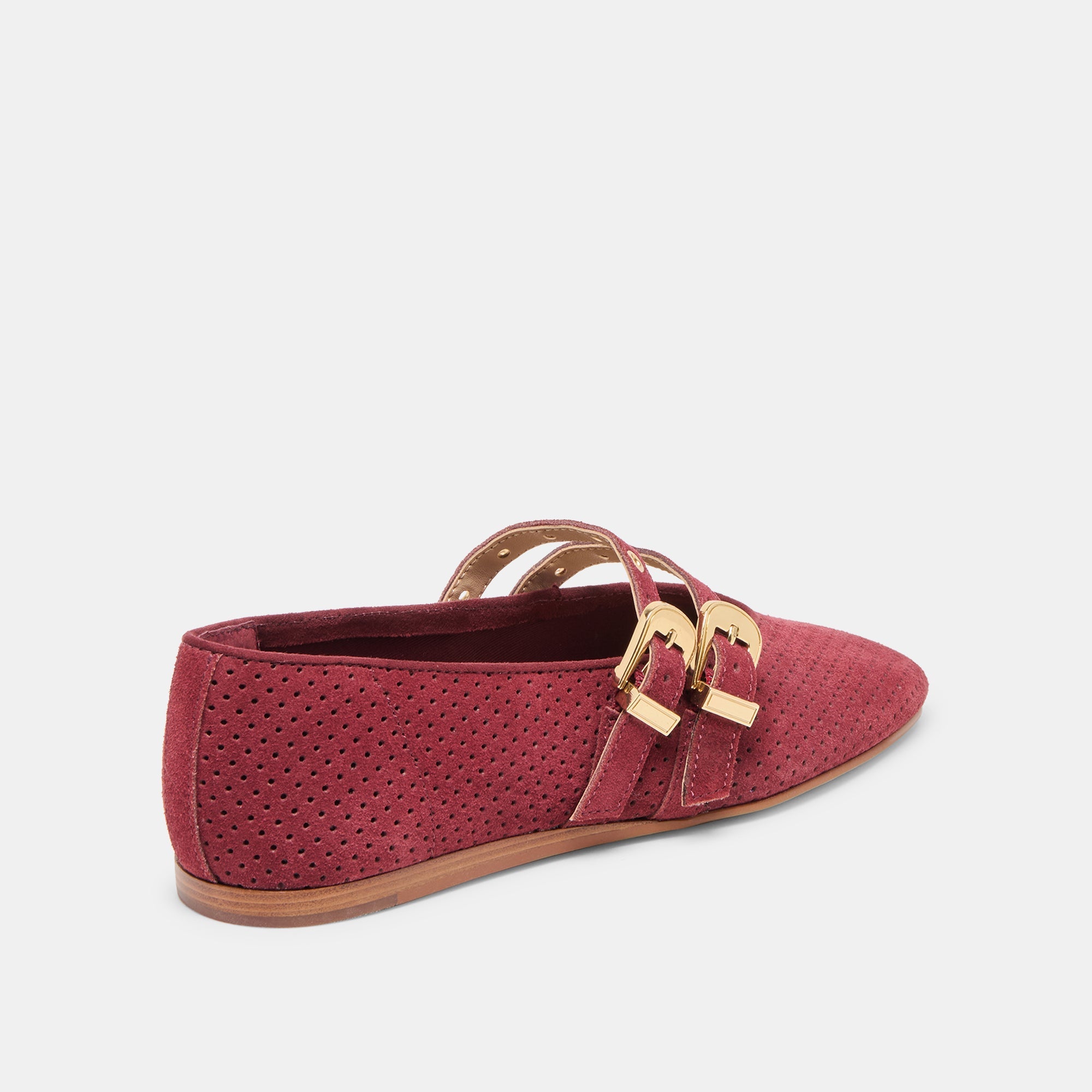 Baylee Grommet Oxblood Perforated Suede Ballet Flats | Women Dolce Vita
