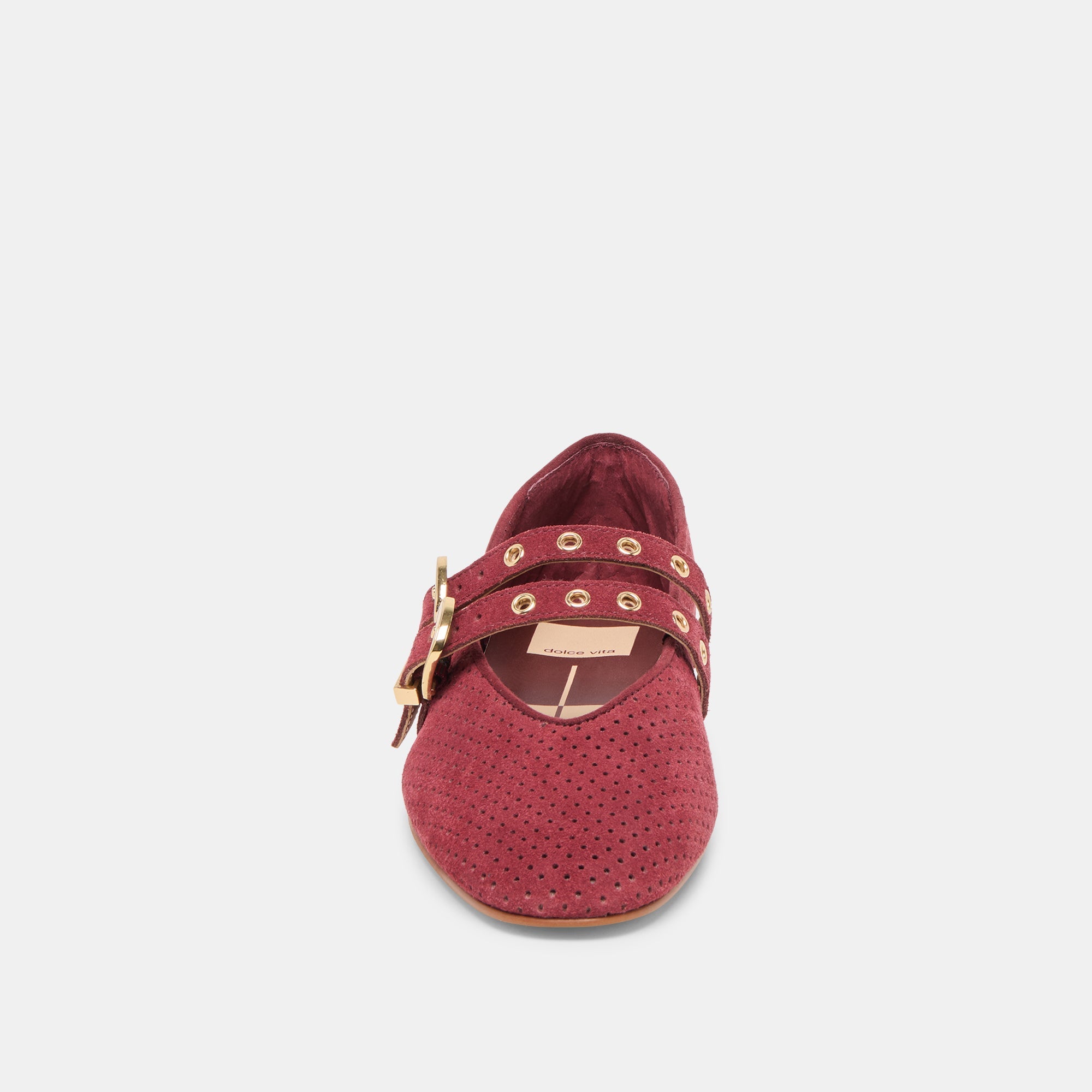 Baylee Grommet Oxblood Perforated Suede Ballet Flats | Women Dolce Vita