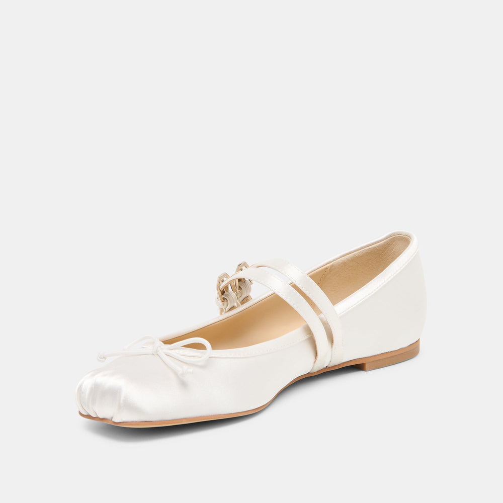 Gibsen True White Satin Ballet Flats | Dolce Vita Women