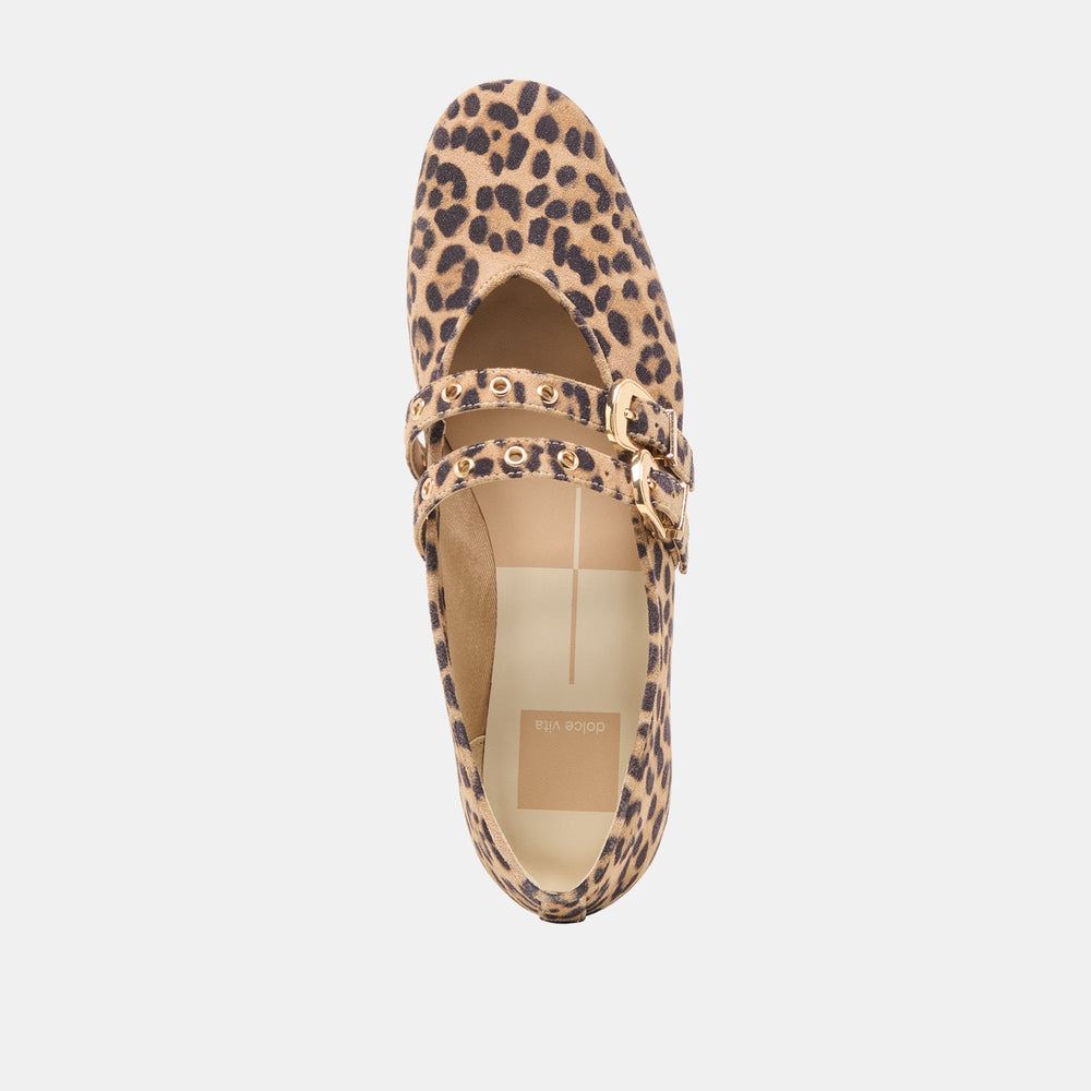 Baylee Grommet Dk Leopard Printed Suede Ballet Flats | Dolce Vita Women