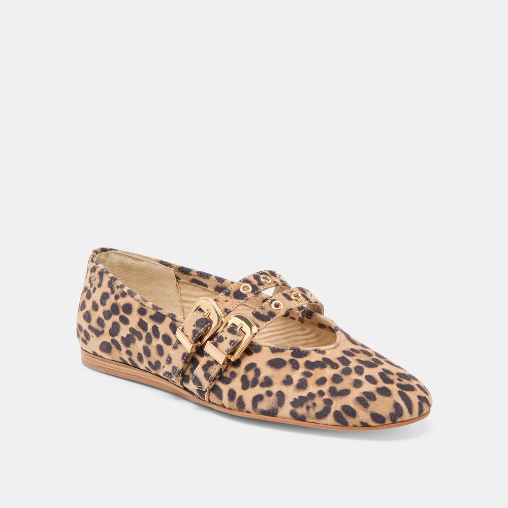 Baylee Grommet Dk Leopard Printed Suede Ballet Flats | Dolce Vita Women