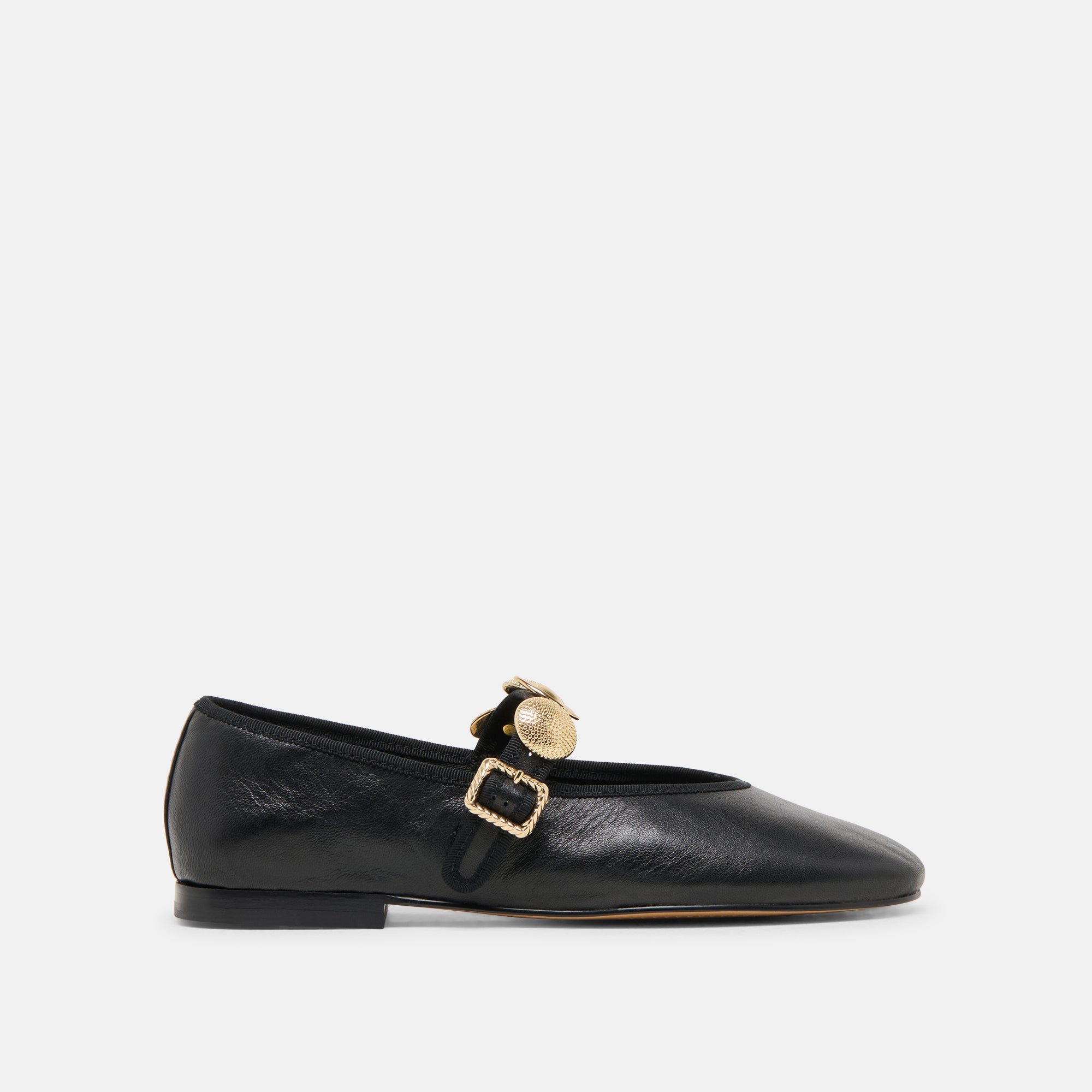 Relan Black Leather Ballet Flats | Women Dolce Vita