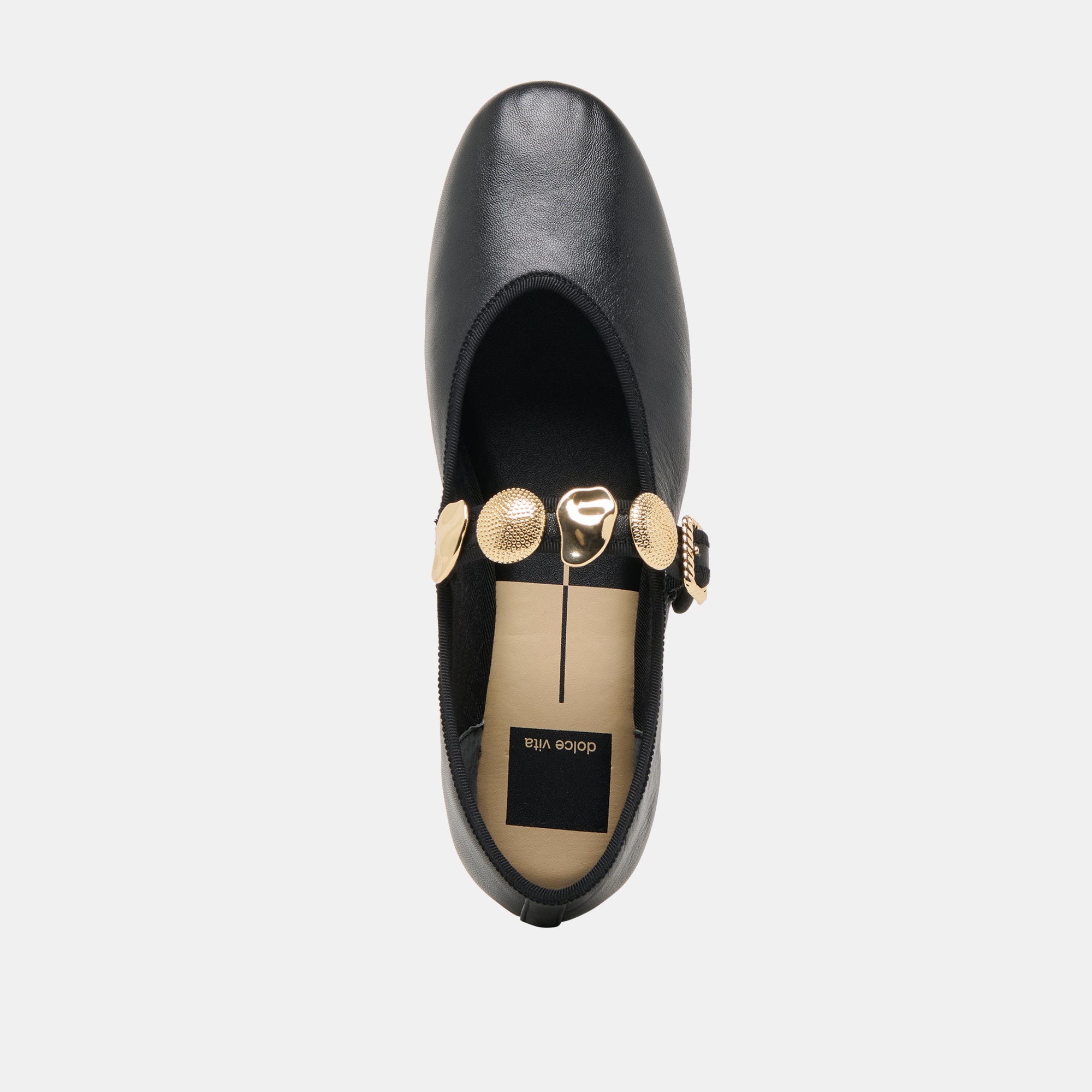 Relan Black Leather Ballet Flats | Women Dolce Vita