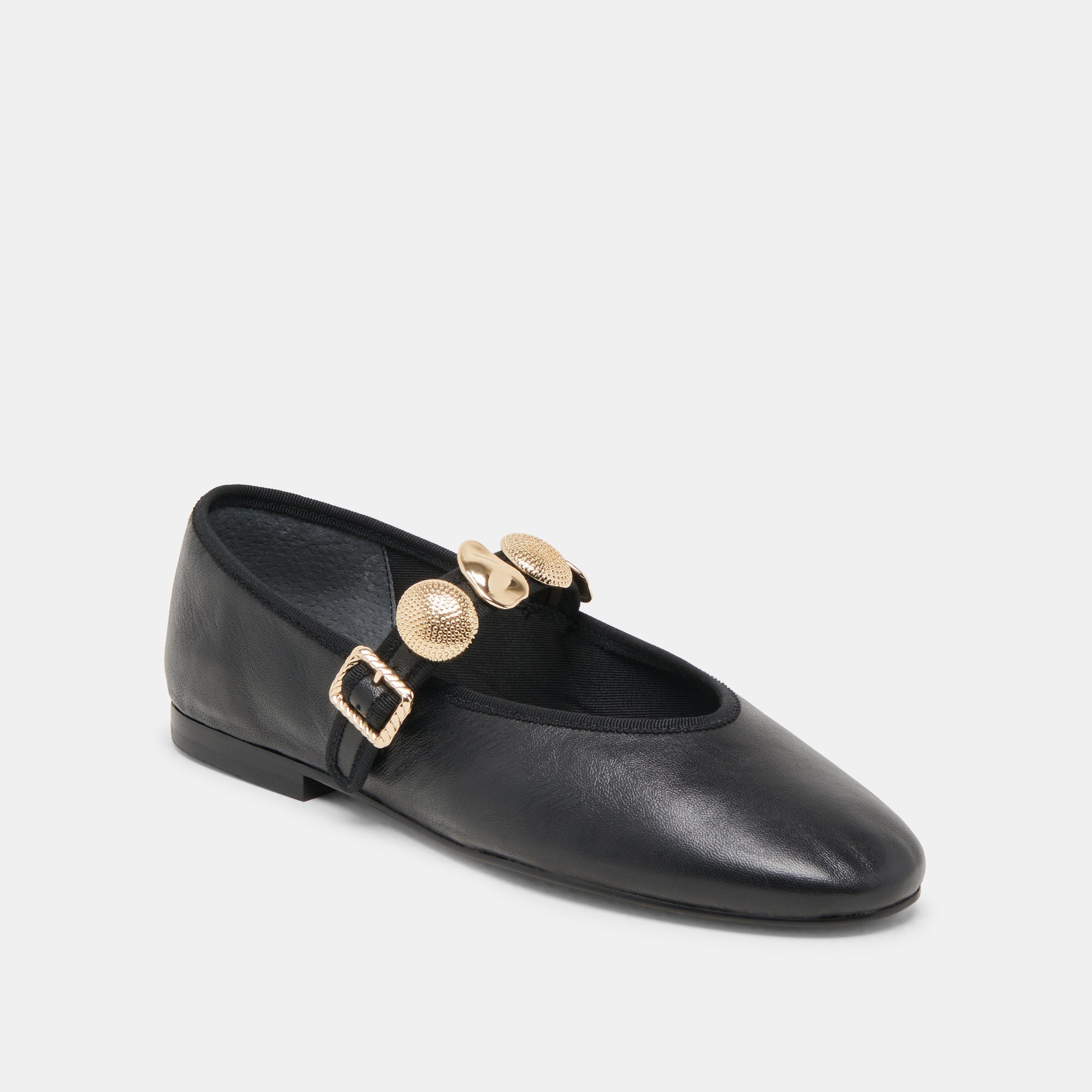 Relan Black Leather Ballet Flats | Women Dolce Vita