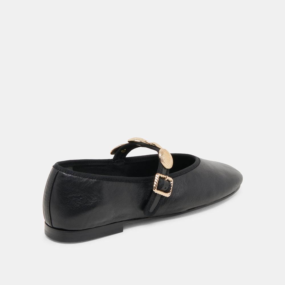 Relan Black Leather Ballet Flats | Women Dolce Vita