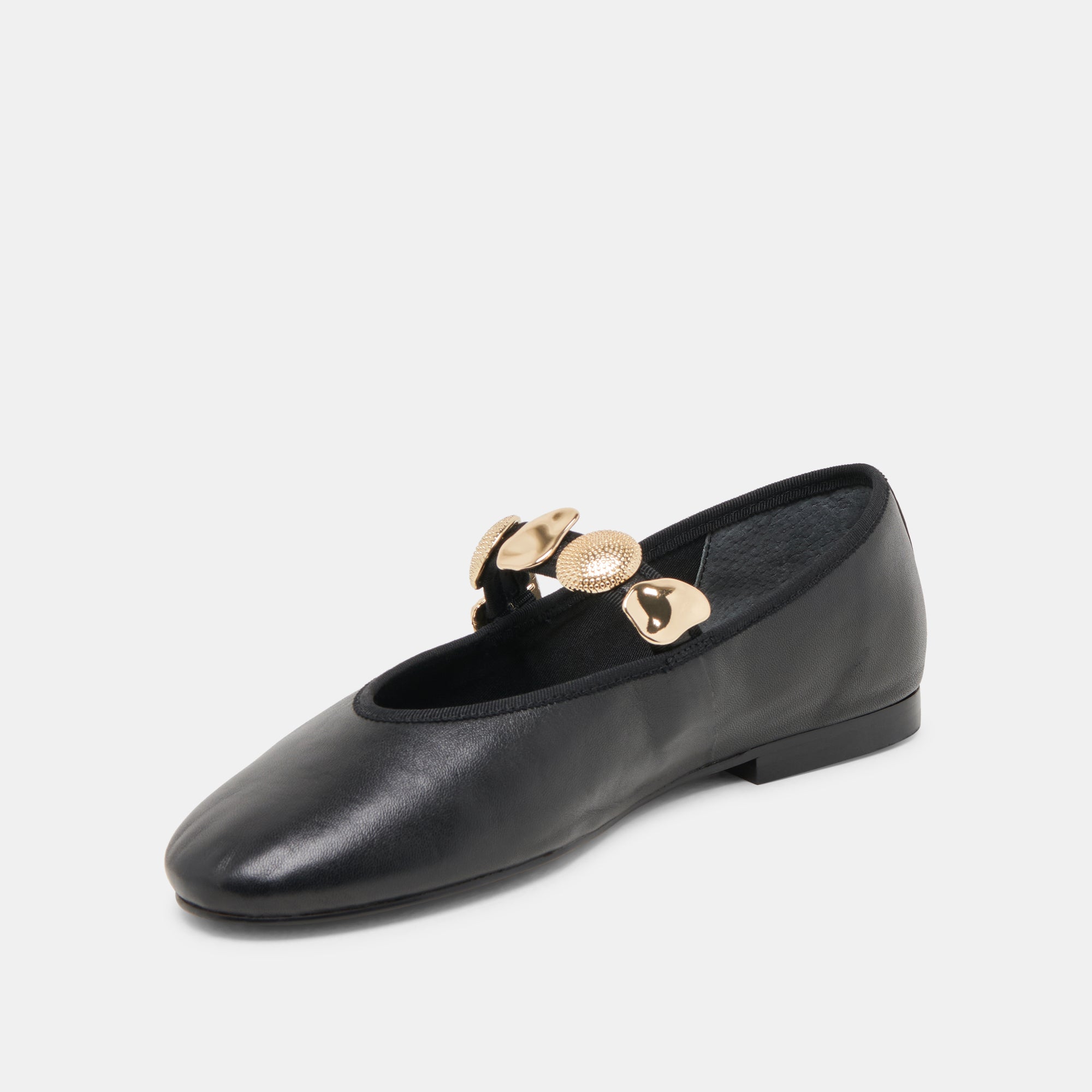 Relan Black Leather Ballet Flats | Women Dolce Vita