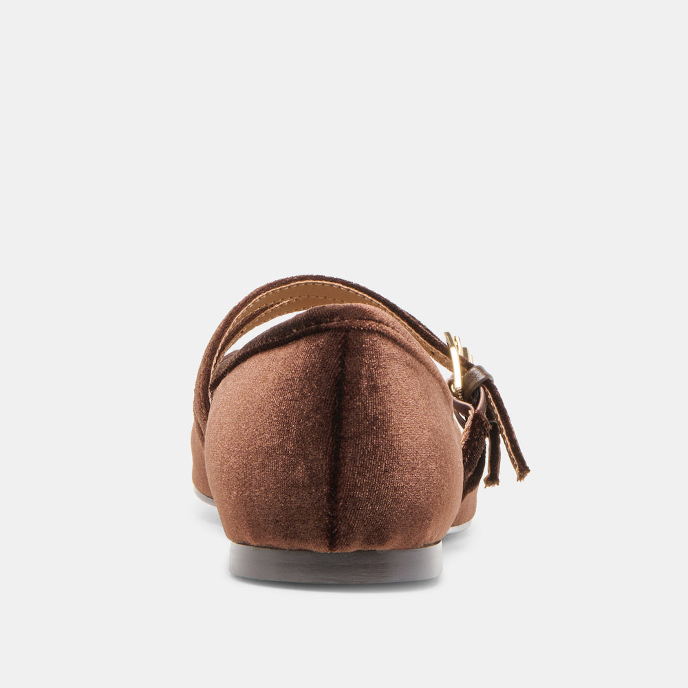 Gibsen Chocolate Velvet Ballet Flats | Women Dolce Vita