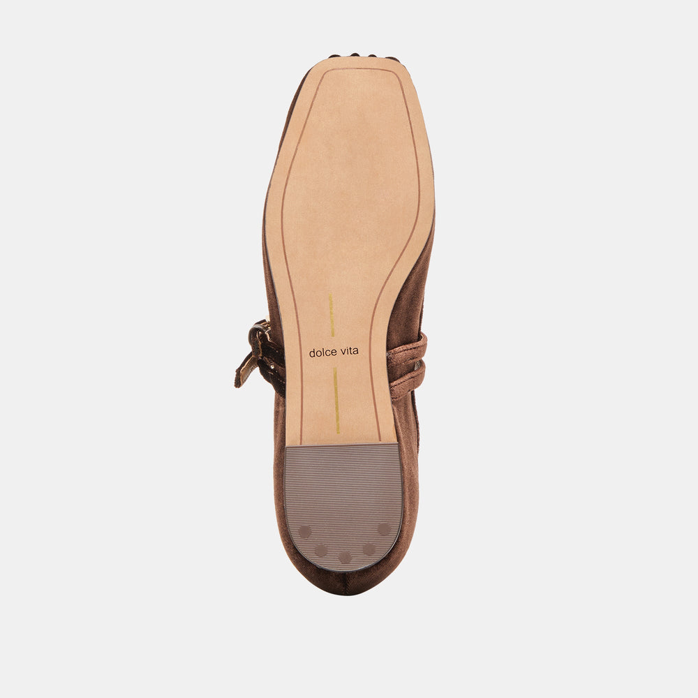 Gibsen Chocolate Velvet Ballet Flats | Women Dolce Vita