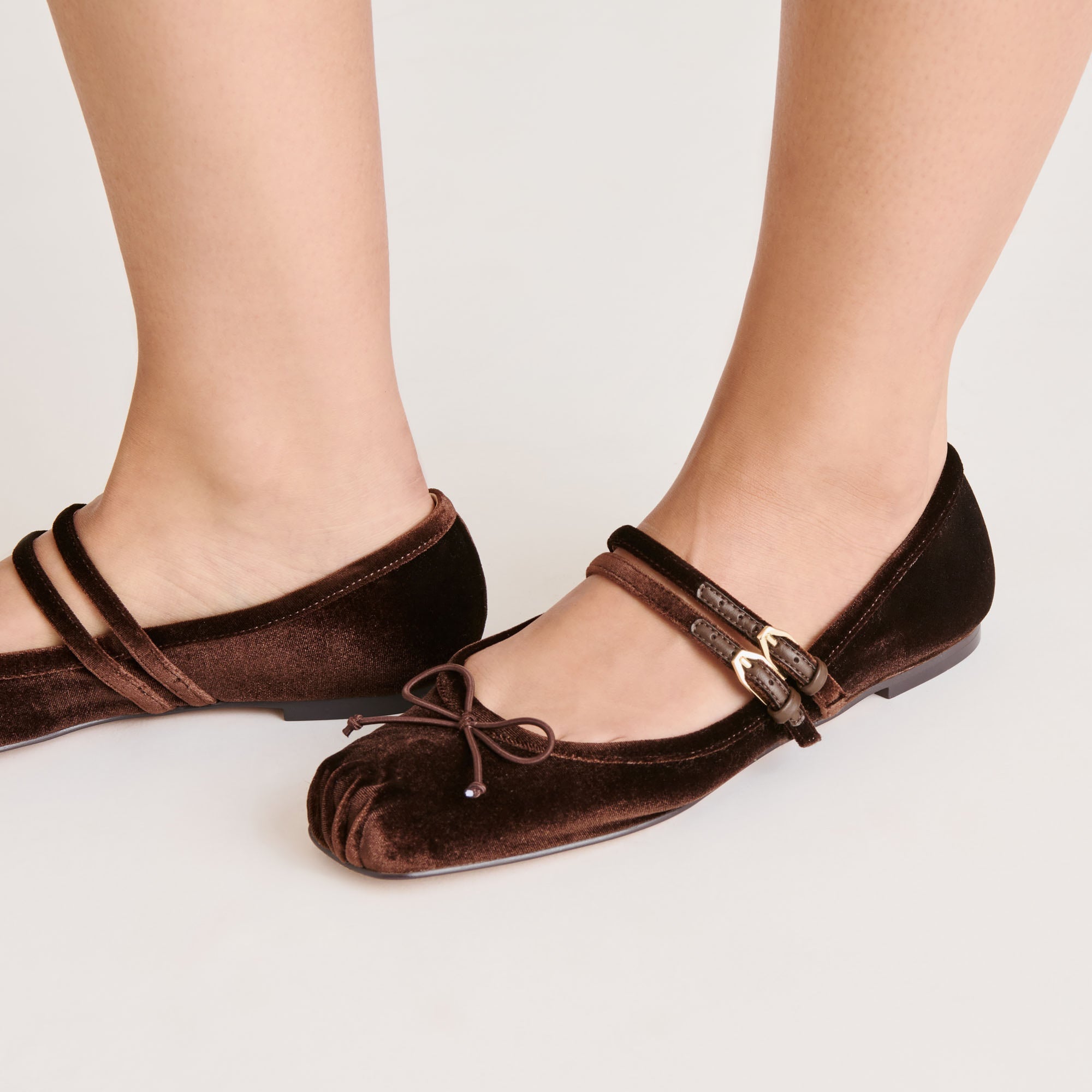 Gibsen Chocolate Velvet Ballet Flats | Women Dolce Vita