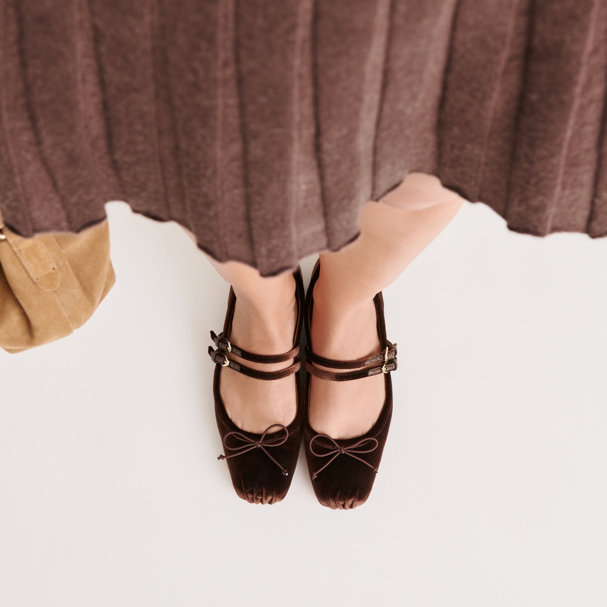 Gibsen Chocolate Velvet Ballet Flats | Women Dolce Vita