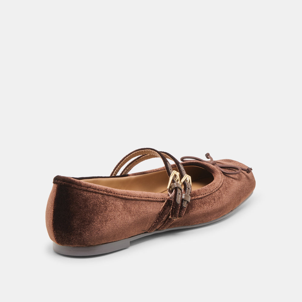 Gibsen Chocolate Velvet Ballet Flats | Women Dolce Vita
