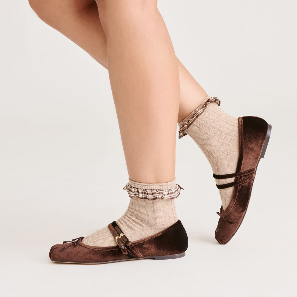 Gibsen Chocolate Velvet Ballet Flats | Women Dolce Vita